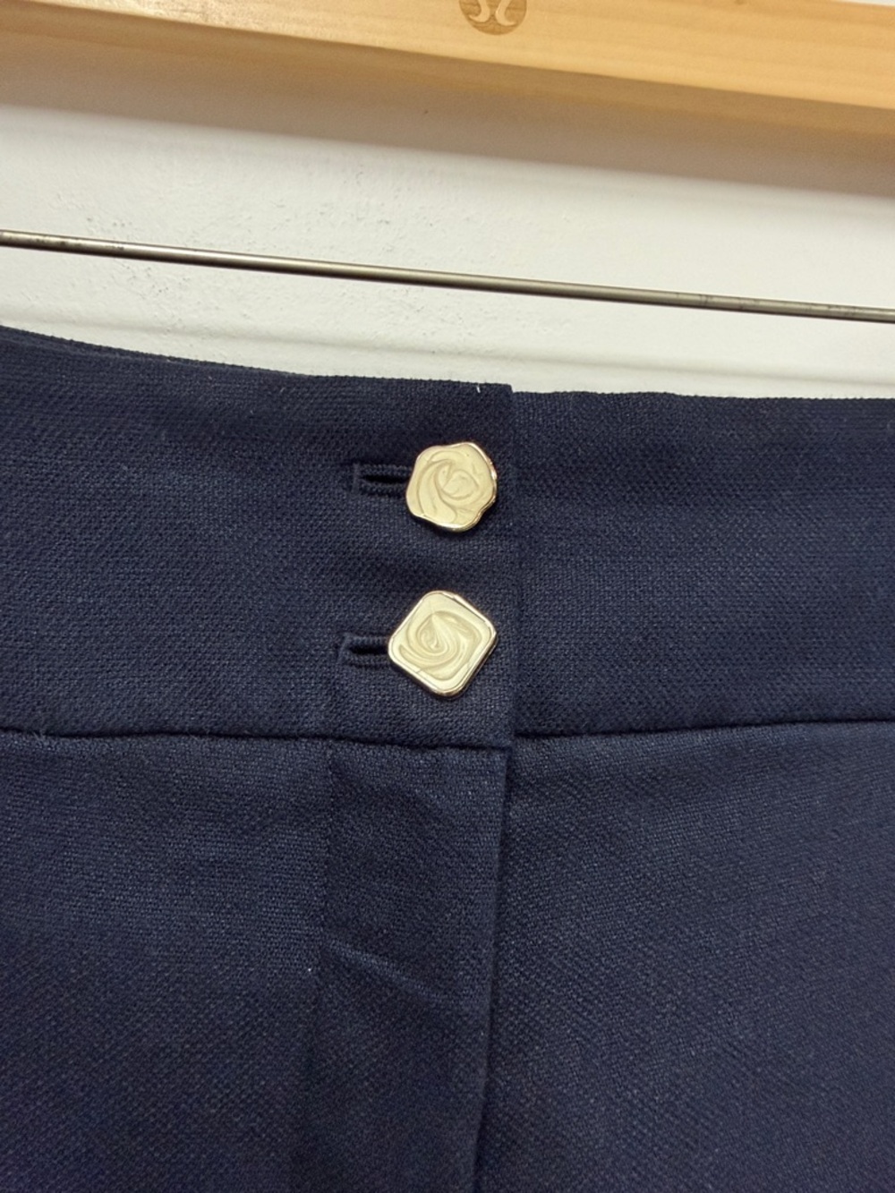 Veronica Beard Kuna linen blend wide navy leg pants 8 - Picture 5 of 9